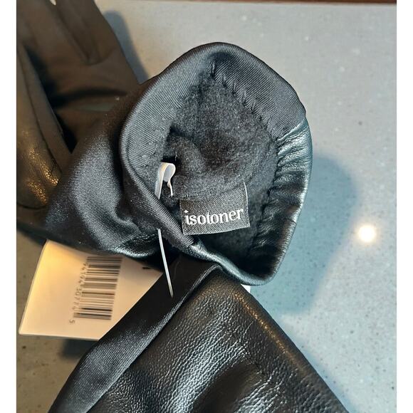 Isotoner Black Faux Leather Gloves Women’s S/M - Picture 4 of 4